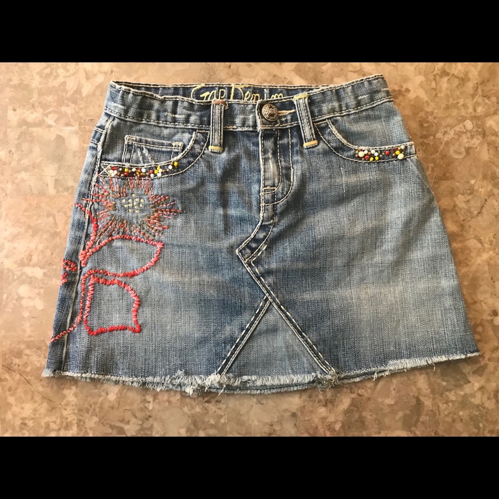 Gap Denim  Embroidered Mini Skirt Size 8